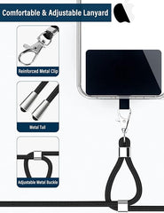 BFSD·DM Universal Cell Phone Lanyard,Crossbody Lanyard with Adjustable Nylon Neck Strap,Compatible with Every Mobile Phone(Black)