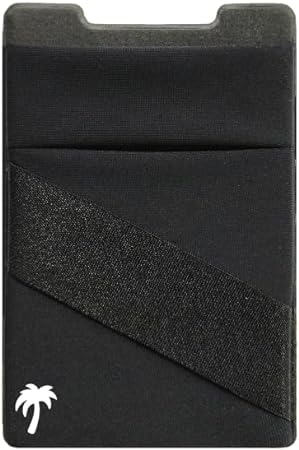 LIFESTYLE DESIGNS The StickyWallet – Premium Spandex Stick-on Phone Wallet Card Holder for any Case – Unique Double Pocket Design + Finger Strap (1 Pack)