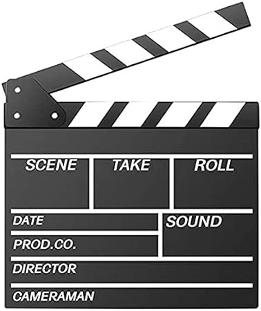 Movie Film Clap Board, Hollywood Clapper Board Wooden Film Movie Clapboard Accessory with Black & White, 12"x11" Give Away White Erasable Pen