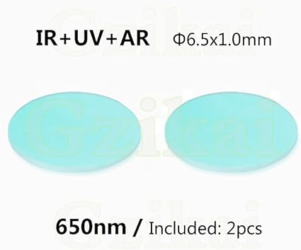 Gzikai 650nm 6.5mmx1mm Optical AR-IR Glasses Filter UV AR IR Cut Filter for Camera Camcorder Lens (Pack of 2)