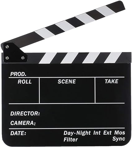 Coolbuy112 Movie Directors Clapboard, Photography Studio Video TV Acrylic Clapper Board Dry Erase Film Slate Cut Action Scene Clapper with a Magnetic Blackboard Eraser and Two Custom Pens, Black
