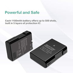 BESTON 2-Pack EN-EL14 / EN-EL14a Battery Packs and Rapid USB Charger for Nikon D3100 D3200 D3300 D3400 D3500 D5100 D5200 D5300 D5500 D5600 DF Coolpix P7000 P7100 P7700 P7800 Cameras