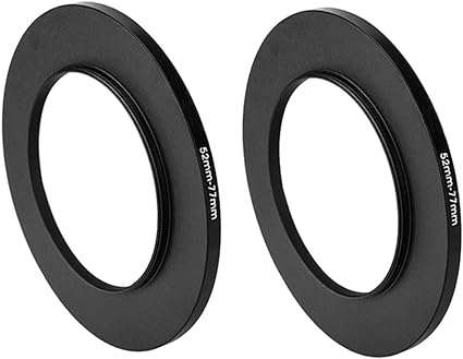 (2 Pcs) 52-77MM Step-Up Ring Adapter, 52mm to 77mm Step Up Filter Ring, 52 mm Male 77 mm Female Stepping Up Ring for DSLR Camera Lens and ND UV CPL Infrared Filter, Model Number: FR5277