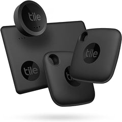 Tile Mate Essentials 4-Pack (2 Mate, 1 Slim, 1 Stickers)- Bluetooth Tracker & Item Locators for Keys, Wallets, Remotes & More; Easily Find All Your Things.