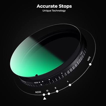 K&F Concept 82mm Variable ND Filter ND2-ND32 Camera Lens Filter (1-5 Stops) No X Cross HD Neutral Density Filter with 28 Multi-Layer Coatings Waterproof (Nano-X Series)