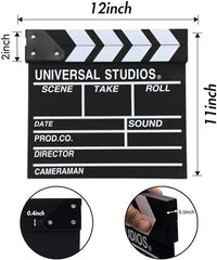 BIGOTTERS Movie Film Clap Board, 12"x11" Hollywood Clapper Board Wooden Film Movie Clapboard Accessory with Black & White