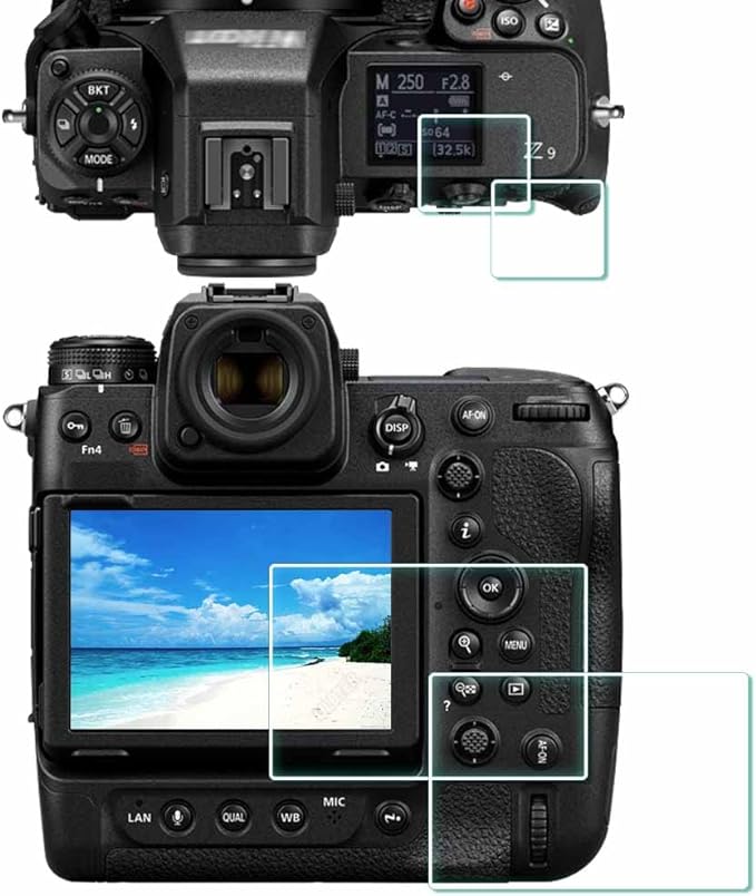 ULBTER Displayschutzfolie für Nikon Z9 Z8 Z 8 Z 9 + oberer Bildschirm [2+2er-Pack], gehärtete Glasabdeckung 0,3 mm, 9H-Härte, kratzfest, Anti-Fingerabdruck, Anti-Bläschen 