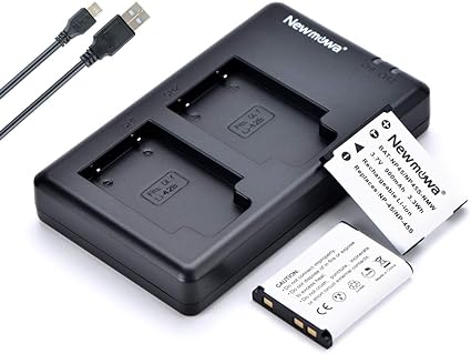 Newmowa NP-45 NP-45S Replacment Battery (2 Pack) and Dual USB Charger Kit for Fujifilm INSTAX Mini 90 and FinePix XP50 XP60 XP70 XP80 XP90 XP120 XP130 XP140 T350 T360 T400 T500 T510 T550 JX500 JX520