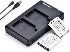 Newmowa NP-45 NP-45S Ersatzakku (2er-Pack) und Dual-USB-Ladegerät-Set für Fujifilm INSTAX Mini 90 und FinePix XP50 XP60 XP70 XP80 XP90 XP120 XP130 XP140 T350 T360 T400 T500 T510 T550 JX500 JX520 