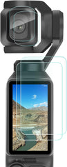 FPVtosky 2 Objektivschutz + 2 LCD-Displayschutz für DJI Osmo Pocket 3, DJI Pocket 3 OP3 Zubehör aus gehärtetem Glas, 9H-Härte, berührungsempfindlich, vollständiger Bildschirmschutz 