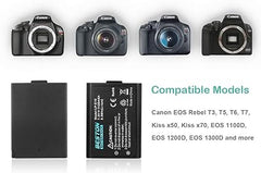 BESTON LP-E10 Batería y cargador para cámara Canon EOS Rebel T7 T6 T5 T3 T100 1100D 1200D 1300D 2000D 4000D DSLR (paquete de 2) 