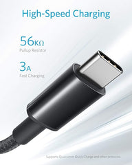Anker USB-C-Kabel [2er-Pack, 91 cm], Premium-Nylon-USB-A-auf-Typ-C-Ladekabel, schnelles Aufladen für Samsung Galaxy S10 S10+ / Note 9, LG V30 (USB 2.0, Schwarz) 