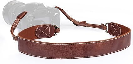 MegaGear MG1515 Sierra Series Genuine Leather Camera Shoulder or Neck Strap - Brown Compact