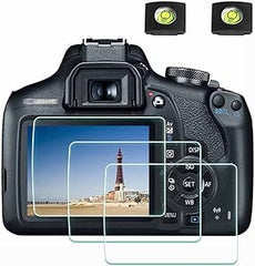 ULBTER Rebel T7 T6 Displayschutzfolie für Canon EOS Rebel T7 T6 T5 DSLR-Kamera und Blitzschuh-Abdeckung, [2+3er-Pack] 0,3 mm 9H-Härte gehärtetes Glas, kratzfest, anti-Fingerabdrücke, blasenfrei 