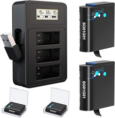TOMSHEIR Batería 1800mAh(2 Pack) y Cargador Rápido USB para GoPro Hero 8/7/6/5 Negro (Totalmente Compatible con Original) 