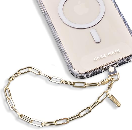 Case-Mate Phone Charm with Gold Metal Chain - Detachable Phone Lanyard, Hands-Free Wrist Strap, Adjustable Phone Strap Grip, Accessory for Women - iPhone 15 Pro Max/ 14 Pro Max/ 13 Pro Max/ 12 - Gold