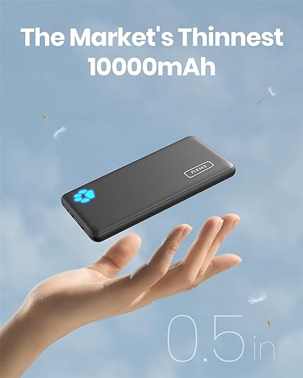 INIU Portable Charger, Slimmest 10000mAh 5V/3A Power Bank, USB C in&out High-Speed Charging Battery Pack, External Phone Powerbank Compatible with iPhone 15 14 13 12 11 Samsung S22 S21 Google iPad etc