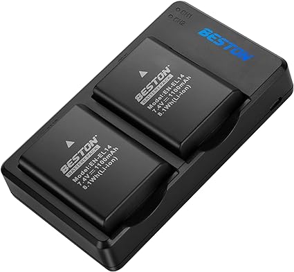 BESTON Paquete de 2 baterías EN-EL14 / EN-EL14a y cargador USB rápido para cámaras Nikon D3100 D3200 D3300 D3400 D3500 D5100 D5200 D5300 D5500 D5600 DF Coolpix P7000 P7100 P7700 P7800