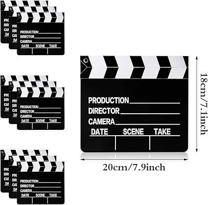 10 Piezas Tablero de Aplaudir de Película, 7 x 8 Pulgadas Tablilla de Película de Cartón Directores de Película Clapper Tablero de Escena de Acción de Corte Escribible para Películas Accesorios de Fotografía(Blanco) 