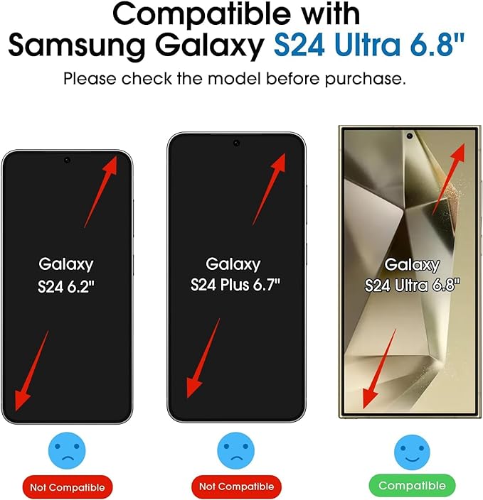 amFilm Auto-Alignment OneTouch para Samsung Galaxy S24 Ultra Protector de Pantalla de 6.8'' + Protector de Lente de Cámara, Vidrio Templado, Instalación en 30 Segundos, Sin Burbujas, Compatible con Estuches, Antiarañazos [Paquete de 2+2] 