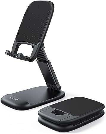 Lamicall Faltbarer Telefonständer für den Schreibtisch – höhenverstellbarer Handyhalter, tragbare Handy-Halterung, Desktop-Dock, kompatibel mit iPhone 15 14 13 Pro Max Mini, 12 11 XR X 8 7 6 Plus SE, Smartphone 
