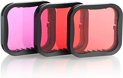 SOONSUN 3 Pack Dive Filter for GoPro Hero 5 6 7 Black Super Suit Dive Housing - Red,Light Red and Magenta Filter - Enhances Colors for Various Underwater Video and Photography Conditions
