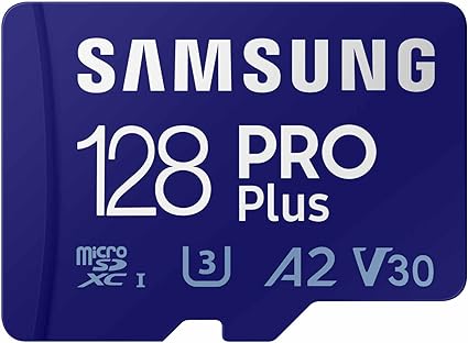 SAMSUNG PRO Plus microSD-Speicherkarte + Adapter, 128 GB MicroSDXC, bis zu 180 MB/s, Full HD &amp; 4K UHD, UHS-I, C10, U3, V30, A2 für Android-Telefone, Tablets, GoPRO, DJI Drone, MB-MD128SA /AM, 2023 