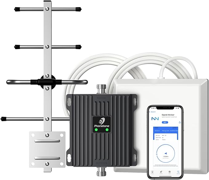Cell Phone Signal Booster for Verizon and AT&T | Up to 4,500 Sq Ft | Boost 4G LTE 5G Signal on Band 12/13/17 | 65dB Dual Band Cellular Repeater with High Gain Antennas | FCC Approved