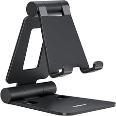 Nulaxy Dual Folding Cell Phone Stand, Fully Adjustable Foldable Desktop Phone Holder Cradle Dock Compatible with Phone 15 14 13 12 11 Pro Xs Xs Max Xr X 8, Nintendo Switch, All Phones