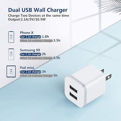 USB Wall Charger, LUOATIP 3-Pack 2.1A/5V Dual Port USB Cube Power Adapter Charger Plug Block Charging Box Brick for iPhone 13 12 11 Pro Max SE XS XR X 8 7 6 6S Plus, Samsung, LG, Moto, Android Phones