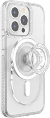 PopSockets Telefongriff kompatibel mit MagSafe®, Telefonhalter, kompatibel mit kabellosem Laden, pillenförmiger Griff – transparent 