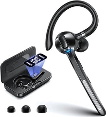 Ngsod Bluetooth-Headset, kabelloser Ohrhörer mit integriertem Mikrofon, 400-mAh-Display, Ladehülle, 55 Stunden Spielzeit, V5.3 Bluetooth-Ohrhörer für Handy-Computer, Freisprech-Kopfhörer für Trucker-Arbeit 