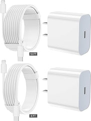 FEEL2NICE iPhone Charger Fast Charging 2 Pack Type C Wall Charger Block with 2 Pack [6FT&10FT] Long USB C to Lightning Cable for iPhone 14/13/12/12 Pro Max/11/Xs Max/XR/X,AirPods Pro