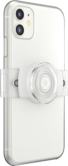 PopSockets Phone Grip Slide for Phones and Cases, Sliding Phone Grip with Expanding Kickstand - White and Clear