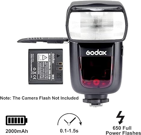 GODOX VB18 Battery Replacement, Rechargeable Lithium Battery V860II V850II V850 Flash, for Neewer TT850 TT860 Flash, DC 11.1V 2000mAh 650 Times Full Power, Fast Recycling in 1.5s
