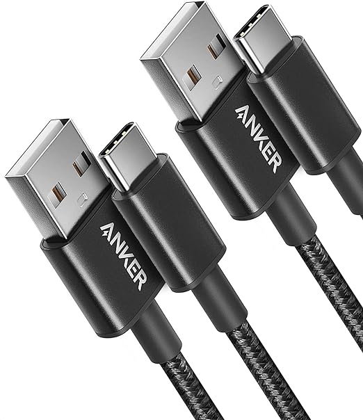 Anker USB-C-Kabel [2er-Pack, 91 cm], Premium-Nylon-USB-A-auf-Typ-C-Ladekabel, schnelles Aufladen für Samsung Galaxy S10 S10+ / Note 9, LG V30 (USB 2.0, Schwarz) 