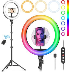 Weilisi 10" Selfie Ring Light with Tripod Stand, 72'' Tall & Phone Holder, 38 Color Modes, Stepless Dimmable/Speed LED Ring Light for iPhone & Android,YouTube, Makeup,TIK Tok