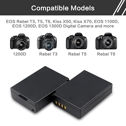 ENEGON LP-E10 Batería de repuesto (paquete de 2) y cargador dual rápido para Canon LP E10 Canon EOS Rebel T3 T5 T6 T7 T100 Kiss X50 X70 X80 X90 1100D 1200D 1300D 1500D 4000D (100% compatible con el original) 