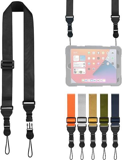 FIEIL Adjustable Shoulder Strap, Nylon Camera Strap, Comfortable Neck Strap for iPad, Cellphone Tablet, Camera, Laptop, Binocular, Luggage Bag (Black Universal Lanyard)