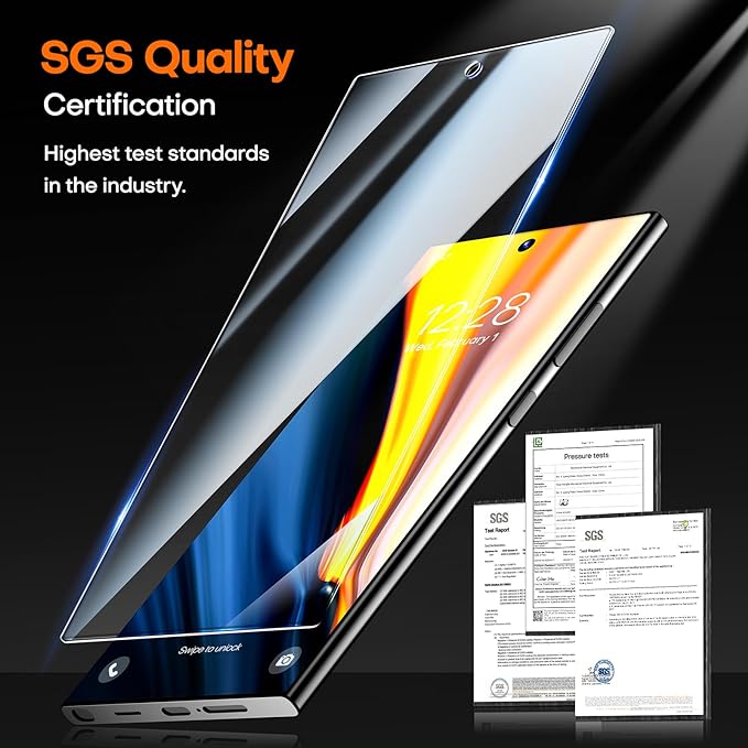 LϟK [2+2] für Samsung Galaxy S24 Ultra Displayschutzfolie aus gehärtetem Glas + Kameraobjektivschutz [100 % Fingerabdruck-Entsperrung], staubdichter Rahmen, blasenfrei, sturzsichere HD-Folie für S24 Ultra 6,8 Zoll