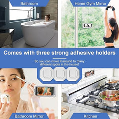 URROY Soporte impermeable para teléfono de ducha, funda para teléfono de ducha con rotación de 360°, antivaho de alta sensibilidad, caja de montaje para baño, espejo de pared, bañera, cocina, compatible con teléfonos móviles de 4 a 7 pulgadas 