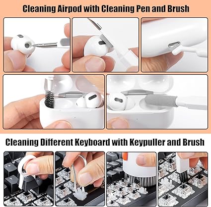 Laptop Phone Screen Cleaner Kit, Computer Keyboard Brush Cleaning Spray for iPhone AirPods MacBook iPad, 20-in-1 Electronic Device Clean Tool for Camera PC Monitor Earbud TV Tablet Car Screens