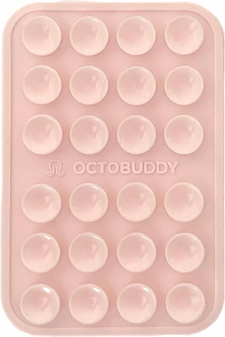 OCTOBUDDY || Silicone Suction Phone Case Adhesive Mount || Compatible with iPhone and Android, Anti-Slip Hands-Free Mobile Accessory Holder for Selfies and Videos (Chalk Pink)