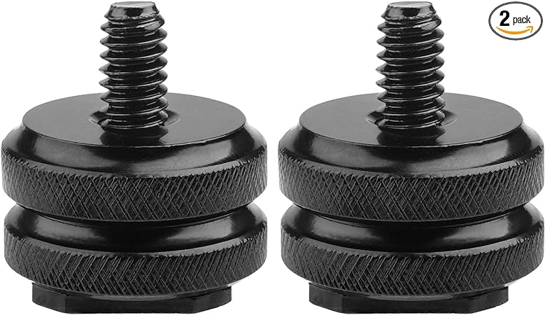 Camera Hot Shoe Mount to 1/4"-20 Tripod Screw Adapter Flash Shoe Mount for DSLR Camera Rig (Pack of 2)