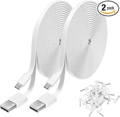 2 Pack 10FT Power Extension Cable Compatible with WyzeCam, WyzeCam Pan,WYZE Cam OG, KasaCam Indoor, NestCam Indoor, Blink,Cloud Cam, USB to Micro USB Durable Charging and Data Sync Cord(White)