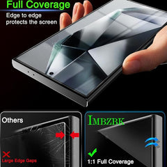 IMBZBK 3er-Pack Displayschutzfolie für Samsung Galaxy S24 Ultra aus gehärtetem Glas, 3er-Pack Kameraobjektivschutz, Zubehör, Protector de Pantalla, hüllenfreundlich, unterstützt Fingerabdruckleser, vollständige Abdeckung 