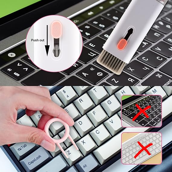7-in-1-Elektronik-Reinigungsset, Tastaturreiniger, Laptop-Reinigungsset für Monitor, Handy, Bluetooth, Headset, Lego, Airpods, Laptop-Kameraobjektiv (Pink)