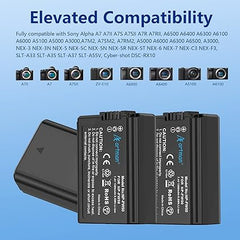 Artman 3-Pack NP-FW50 Battery and Upgraded 3-Slot LCD Charger Compatible with Sony ZV-E10, Alpha A6000 A6300 A6400 A6500 A5000 A5100 A7 A7II A7R A7RII A7S A7SII RX10 II III Camera