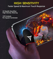 6 Pack Mobile Phone Gaming Finger Sleeves, Nuozme Finger Sleeves Compatible with All Touchscreen Devices, 0.15mm Superconducting Nanofibers, Smooth Feel, Anti-Sweat, Extremely Thin, Red Edge