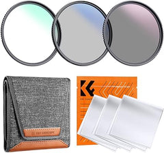 K&F Concept 77mm UV/CPL/ND Lens Filter Kit (3 Pieces)-18 Multi-Layer Coatings, UV Filter + Polarizer Filter + Neutral Density Filter (ND4) + Cleaning Cloth+ Filter Pouch for Camera Lens (K-Series)
